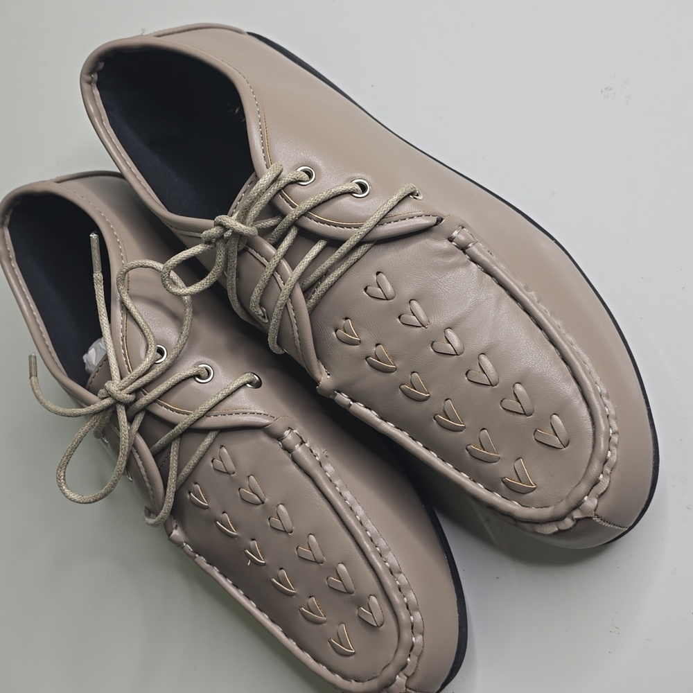 Women's Angel Steps Dasher Lace -Up Shoes 8 Taupe - Picture 3 of 13